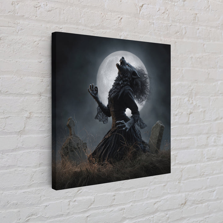 The Widow Wolf Of Briar Moon, Square Wall Art, Gothic Horror Wall Art, Framed Canvas Print, Halloween Wall Decor, Gothic Home Decor