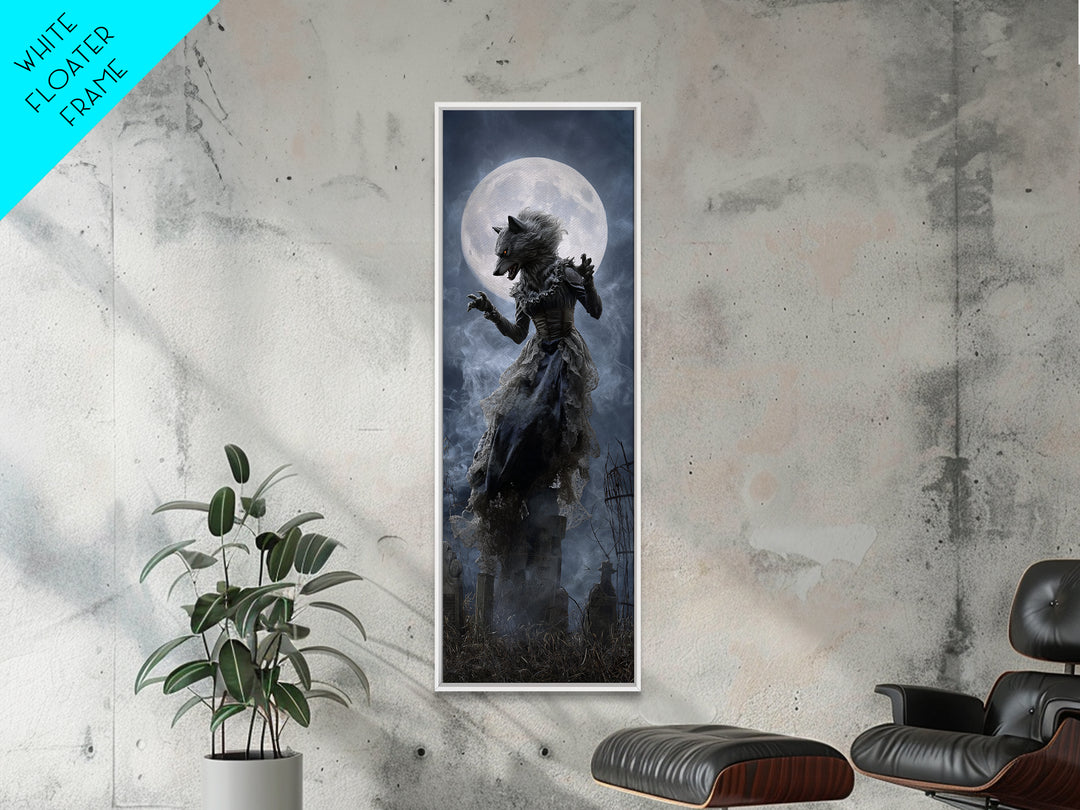The Widow Wolf Of Briar Moon, Tall Narrow Wall Art, Dark Fantasy Wall Art, Canvas Print, Halloween Wall Decor, Gothic Home Decor