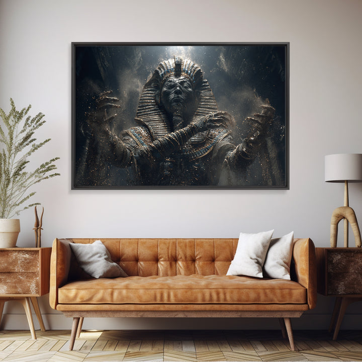 The Pharaoh Of Dustbound Silence, Landscape Wall Art, Macabre Wall Art, Framed Canvas Print, Halloween Wall Decor, Gothic Home Decor