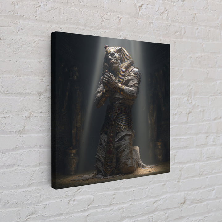 The Pharaoh Of Dustbound Silence, Square Wall Art, Gothic Horror Wall Art, Framed Canvas Print, Halloween Wall Decor, Gothic Home Decor