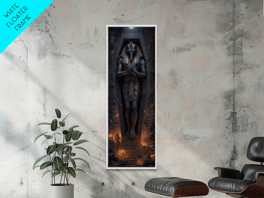 The Pharaoh Of Dustbound Silence, Tall Narrow Wall Art, Spooky Home Decor, Canvas Print, Halloween Wall Decor, Gothic Home Decor