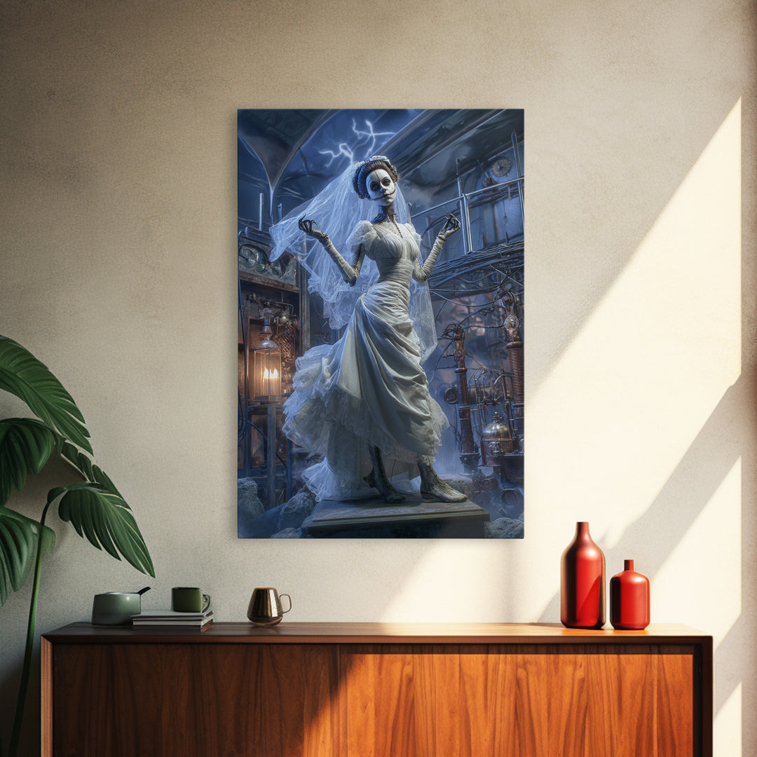The Stitched Bride Of Thunder Hall, Vertical Wall Art, Spooky Home Decor, Canvas Print, Halloween Wall Decor, Gothic Home Decor