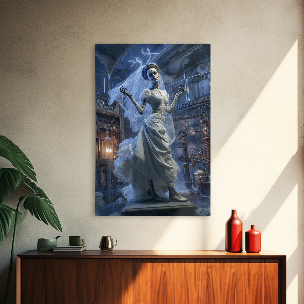 The Stitched Bride Of Thunder Hall, Vertical Wall Art, Spooky Home Decor, Canvas Print, Halloween Wall Decor, Gothic Home Decor