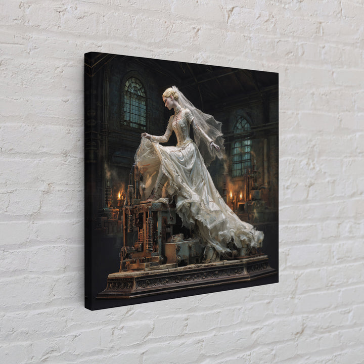 The Stitched Bride Of Thunder Hall, Square Wall Art, Macabre Wall Art, Framed Canvas Print, Halloween Wall Decor, Gothic Home Decor