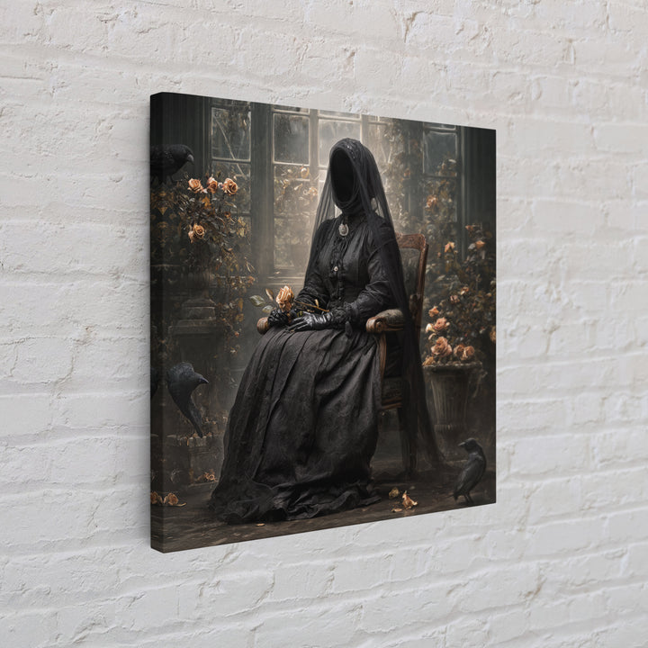 The Invisible Mourner Of Glass House, Square Wall Art, Dark Halloween Decor, Canvas Print, Halloween Wall Decor, Gothic Home Decor