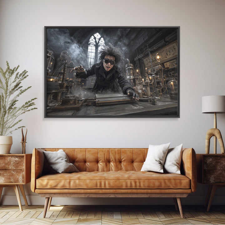 Doctor Vesper'S Resurrection Engine, Landscape Wall Art, Haunted Gothic Art, Framed Canvas Print, Halloween Wall Decor, Gothic Home Decor