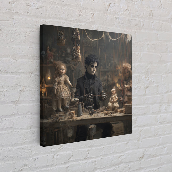 The Dollmaker Of Hollow Ward, Square Wall Art, Haunted Gothic Art, Framed Canvas Print, Halloween Wall Decor, Gothic Home Decor