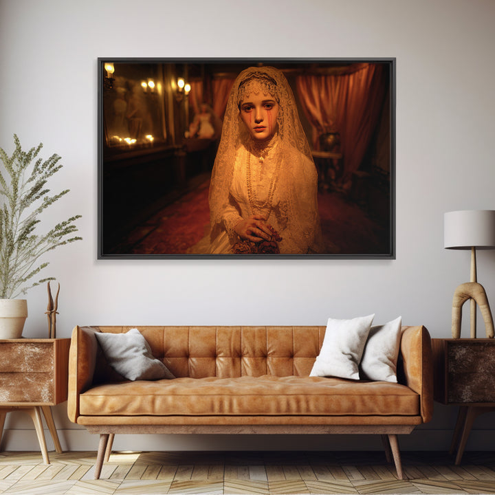 The Wax Bride Of Mourning Hall, Landscape Wall Art, Macabre Wall Art, Framed Canvas Print, Halloween Wall Decor, Gothic Home Decor