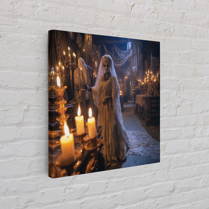 The Wax Bride Of Mourning Hall, Square Wall Art, Spooky Home Decor, Canvas Print, Halloween Wall Decor, Gothic Home Decor, Dark Fantasy Art