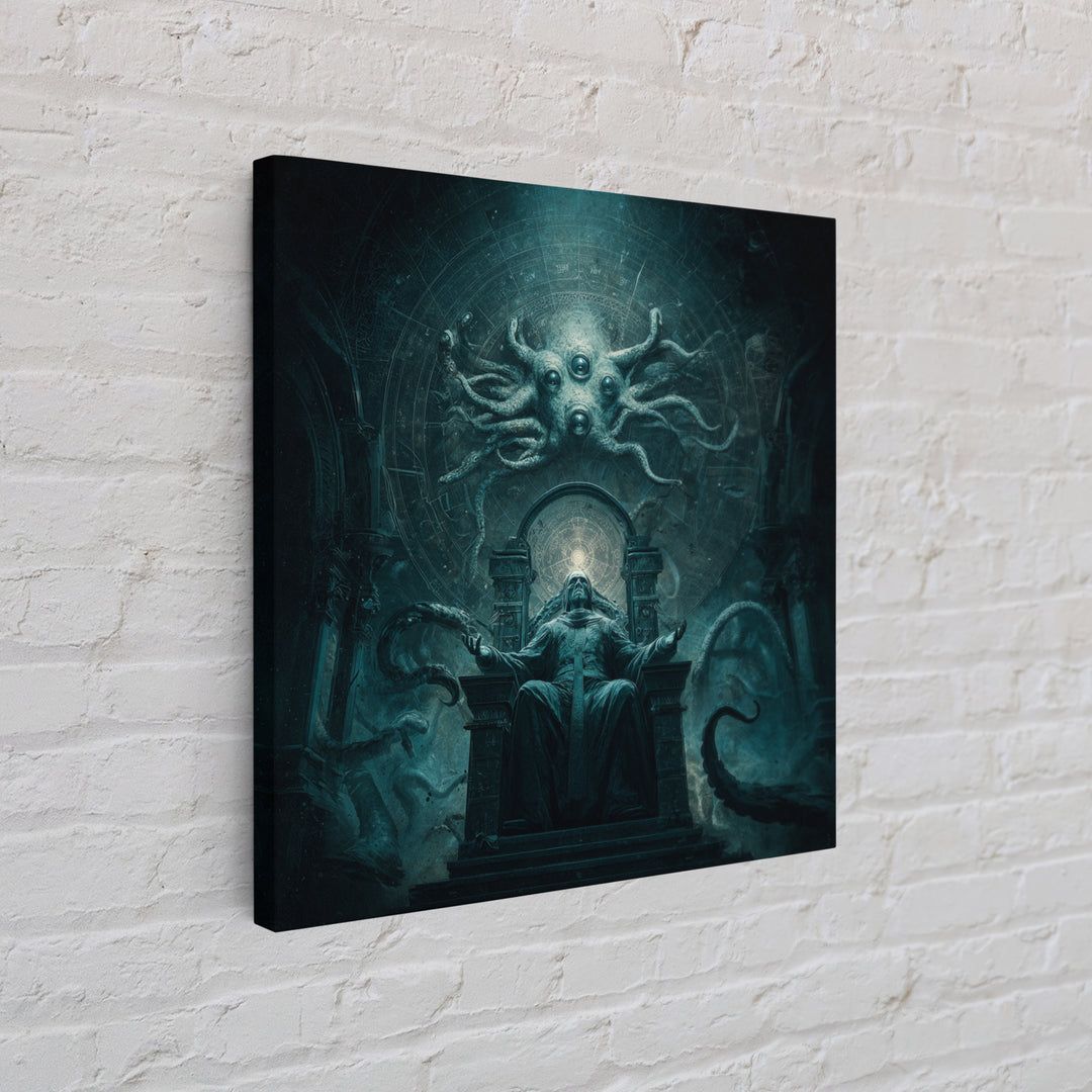 The Dreaming Priest Of The Outer Gate, Square Wall Art, Spooky Home Decor, Framed Canvas Print, Halloween Wall Decor, Gothic Home Decor