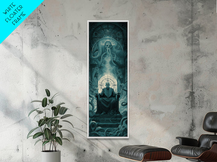 The Dreaming Priest Of The Outer Gate, Tall Narrow Wall Art, Dark Halloween Decor, Canvas Print, Halloween Wall Decor, Gothic Home Decor