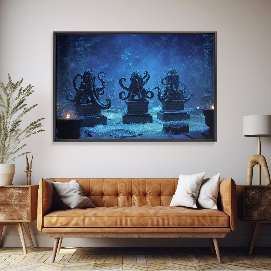 The Choir Of Deepwater Acolytes, Landscape Wall Art, Dark Fantasy Wall Art, Canvas Print, Halloween Wall Decor, Gothic Home Decor