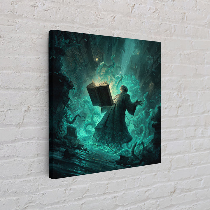 The Librarian Of Forbidden Tides, Square Wall Art, Gothic Horror Wall Art, Framed Canvas Print, Halloween Wall Decor, Gothic Home Decor