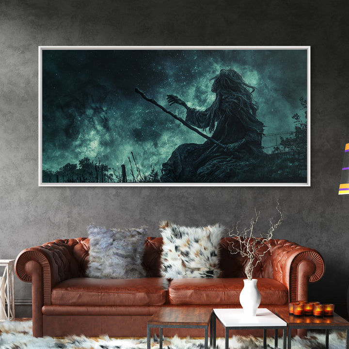 The Star-Seer Of Black Dunwich, Wide Panoramic Art, Eldritch Gothic Decor, Canvas Print, Halloween Wall Decor, Gothic Home Decor
