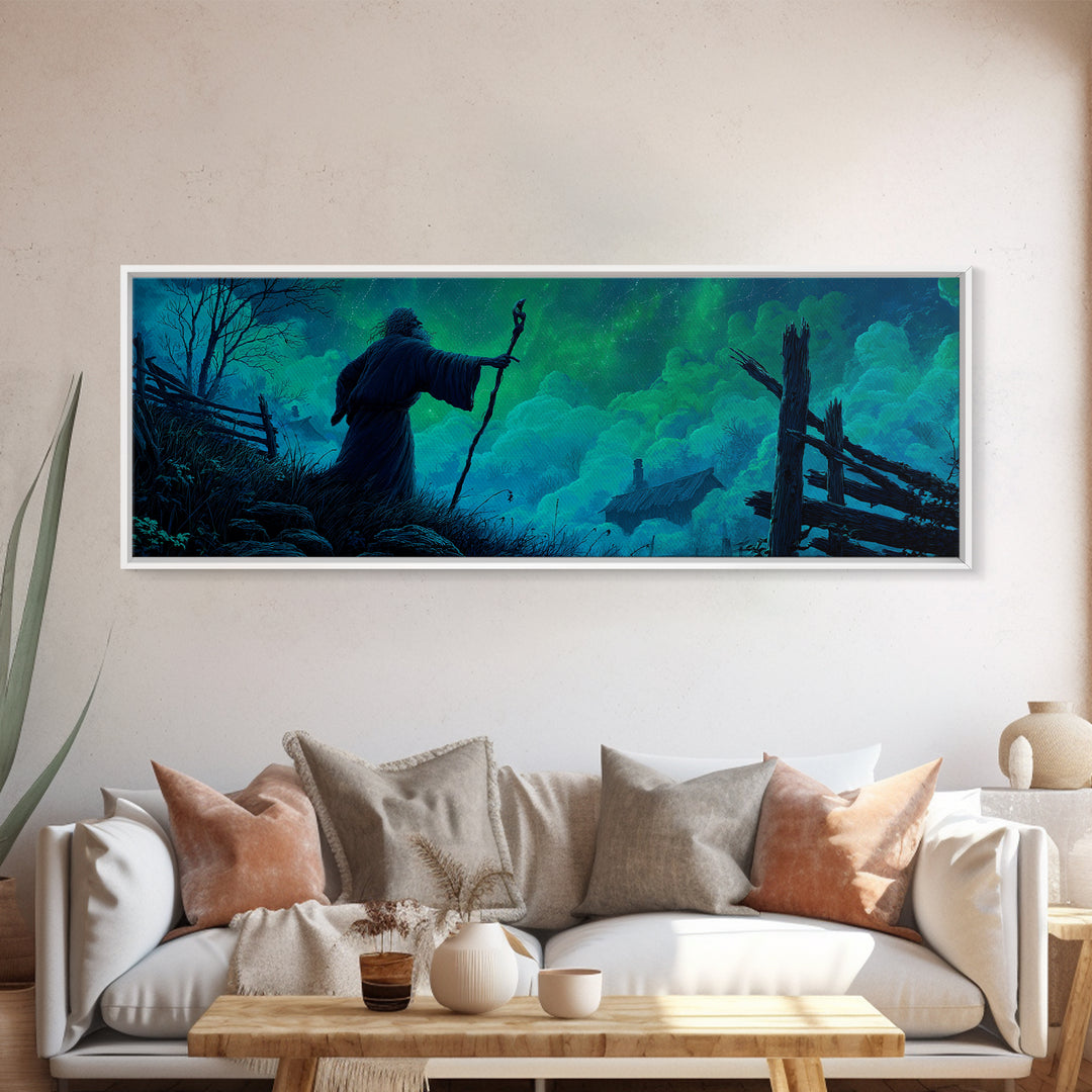 The Star-Seer Of Black Dunwich, Extra Wide Wall Art, Spooky Home Decor, Framed Canvas Print, Halloween Wall Decor, Gothic Home Decor