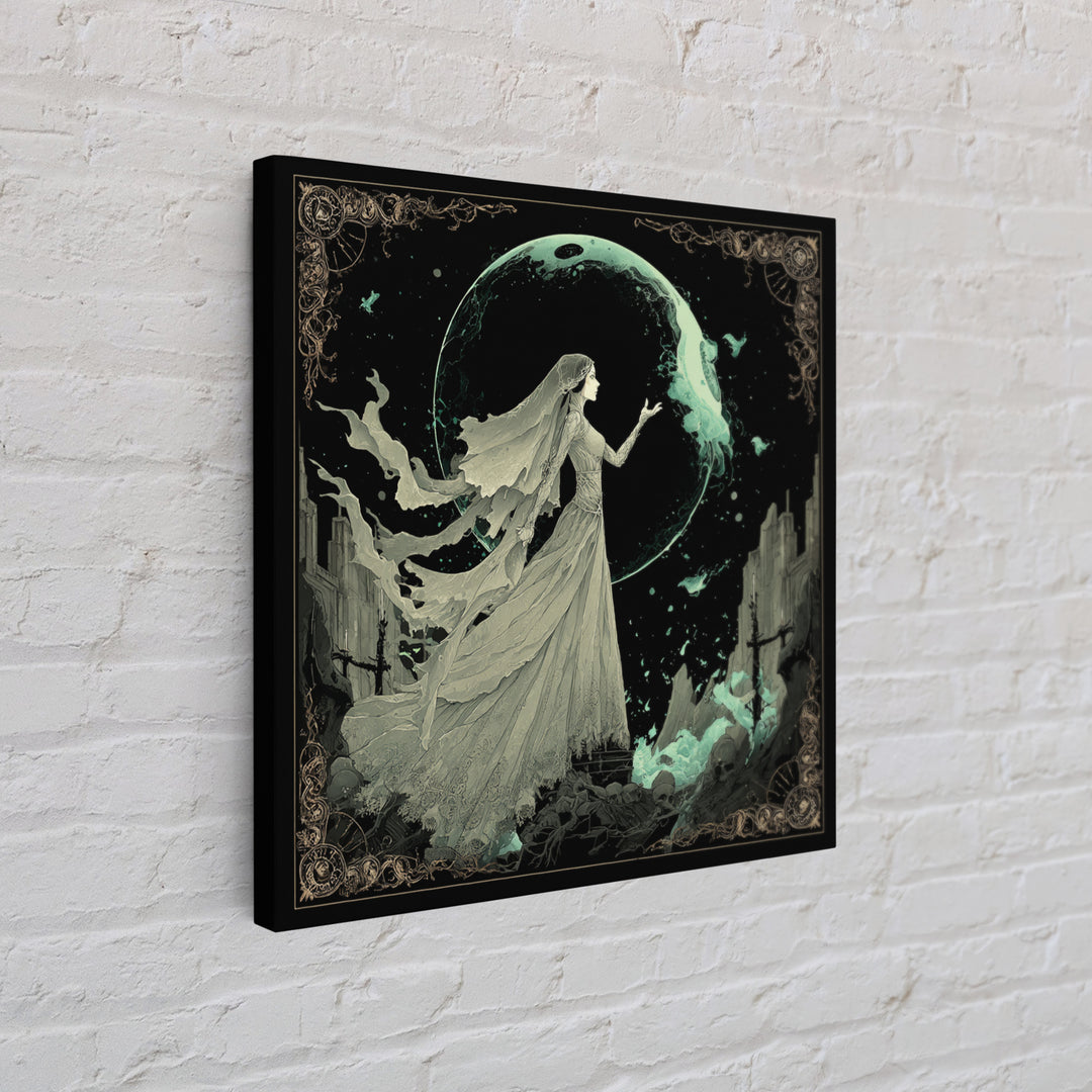 The Bride Of The Abyssal Moon, Square Wall Art, Dark Fantasy Wall Art, Canvas Print, Halloween Wall Decor, Gothic Home Decor