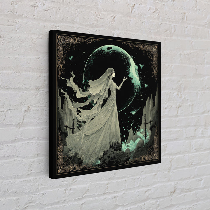 The Bride Of The Abyssal Moon, Square Wall Art, Dark Fantasy Wall Art, Canvas Print, Halloween Wall Decor, Gothic Home Decor