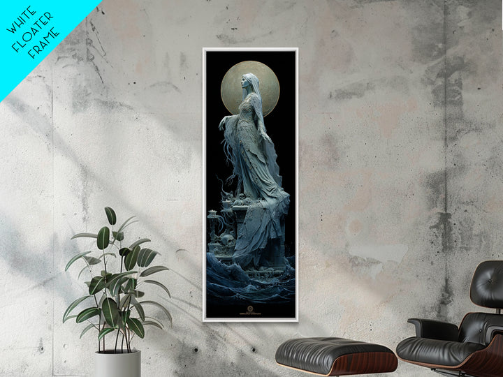 The Bride Of The Abyssal Moon, Tall Narrow Wall Art, Dark Fantasy Wall Art, Framed Canvas Print, Halloween Wall Decor, Gothic Home Decor