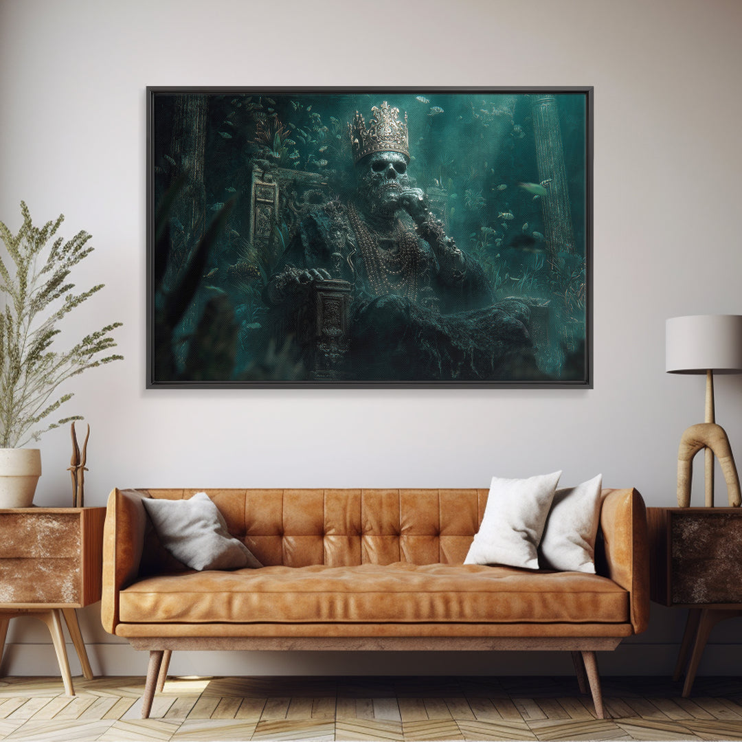 The Watcher In The Coral Throne, Landscape Wall Art, Eldritch Gothic Decor, Canvas Print, Halloween Wall Decor, Gothic Home Decor