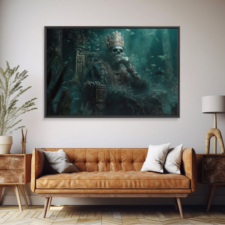 The Watcher In The Coral Throne, Landscape Wall Art, Eldritch Gothic Decor, Canvas Print, Halloween Wall Decor, Gothic Home Decor