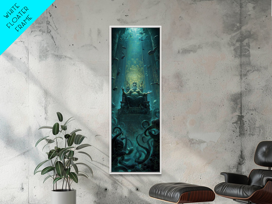 The Watcher In The Coral Throne, Tall Narrow Wall Art, Macabre Wall Art, Canvas Print, Halloween Wall Decor, Gothic Home Decor