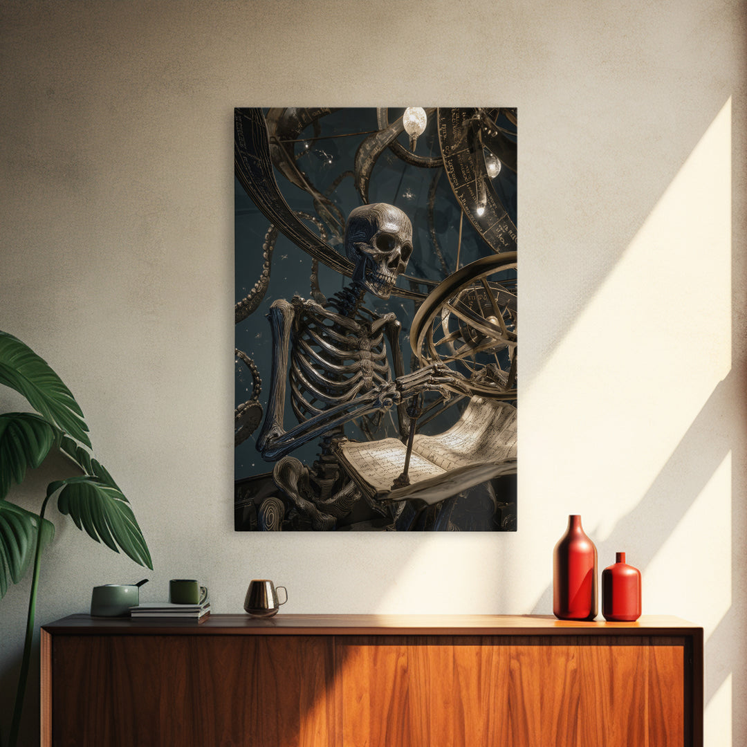 The Astronomer Of The Hollow Sky, Vertical Wall Art, Eldritch Gothic Decor, Framed Canvas Print, Halloween Wall Decor, Gothic Home Decor