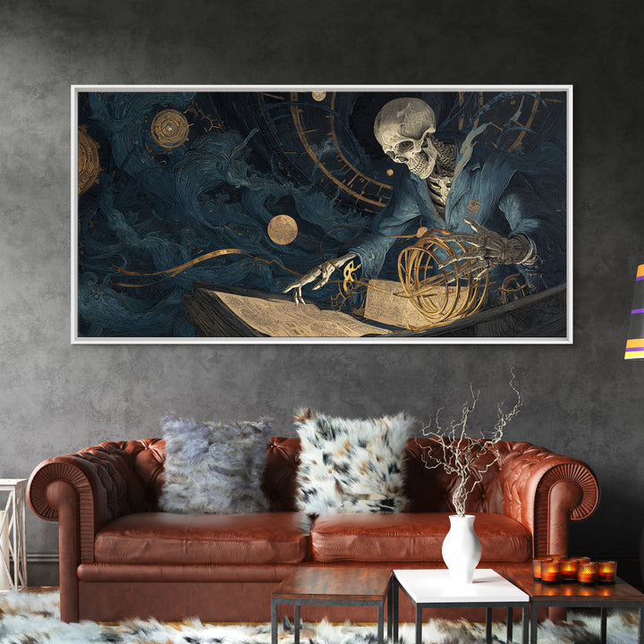 The Astronomer Of The Hollow Sky, Wide Panoramic Art, Haunted Gothic Art, Framed Canvas Print, Halloween Wall Decor, Gothic Home Decor