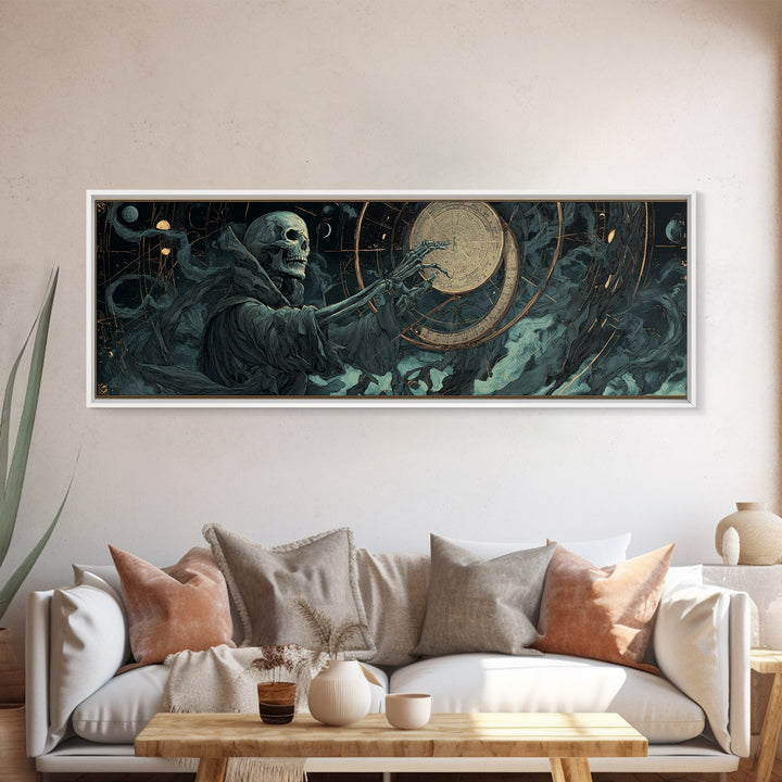 The Astronomer Of The Hollow Sky, Extra Wide Wall Art, Eldritch Gothic Decor, Framed Canvas Print, Halloween Wall Decor, Gothic Home Decor
