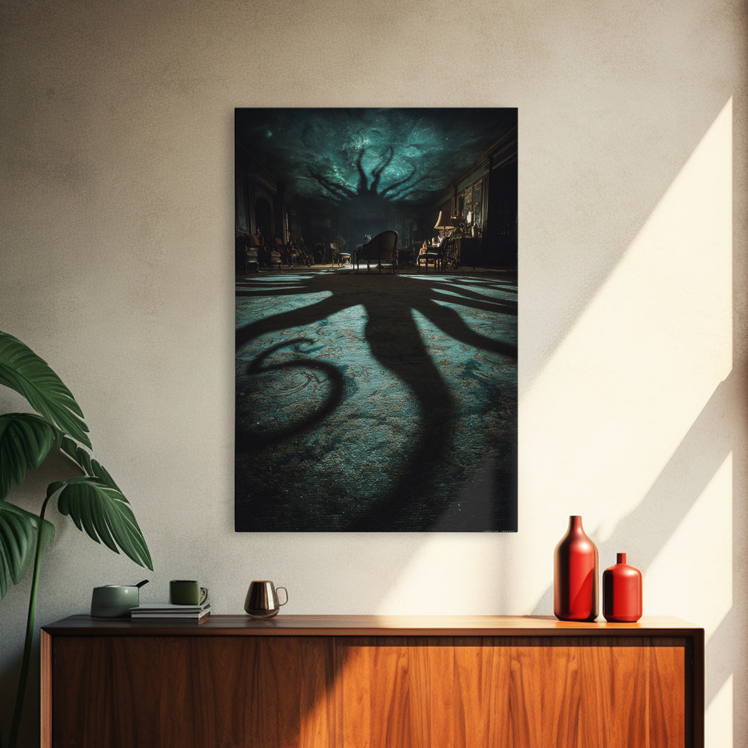 The Crawler Beneath The Floor Of Stars, Vertical Wall Art, Gothic Horror Wall Art, Canvas Print, Halloween Wall Decor, Gothic Home Decor