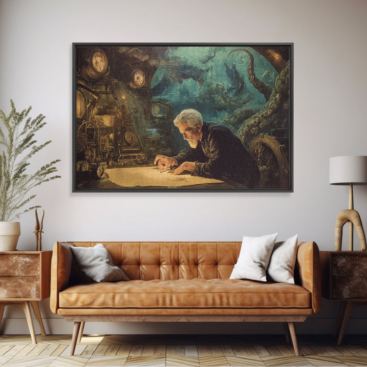 The Mapmaker Of Impossible Shores, Landscape Wall Art, Dark Halloween Decor, Framed Canvas Print, Halloween Wall Decor, Gothic Home Decor
