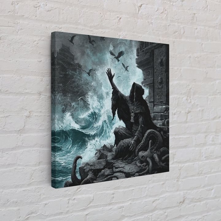 The Keeper Of The Black Reef Key, Square Wall Art, Spooky Home Decor, Framed Canvas Print, Halloween Wall Decor, Gothic Home Decor