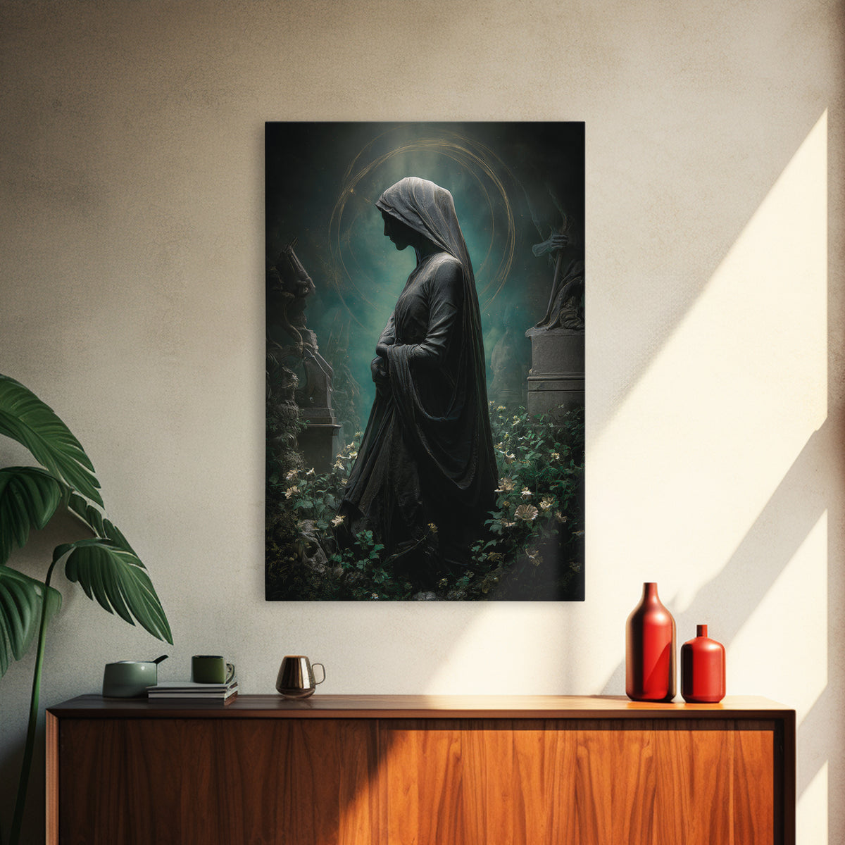 The Widow Of The Whispering Comet, Vertical Wall Art, Dark Halloween Decor, Canvas Print, Halloween Wall Decor, Gothic Home Decor