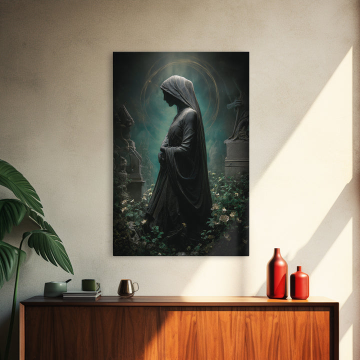 The Widow Of The Whispering Comet, Vertical Wall Art, Dark Halloween Decor, Canvas Print, Halloween Wall Decor, Gothic Home Decor