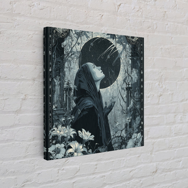 The Widow Of The Whispering Comet, Square Wall Art, Haunted Gothic Art, Canvas Print, Halloween Wall Decor, Gothic Home Decor
