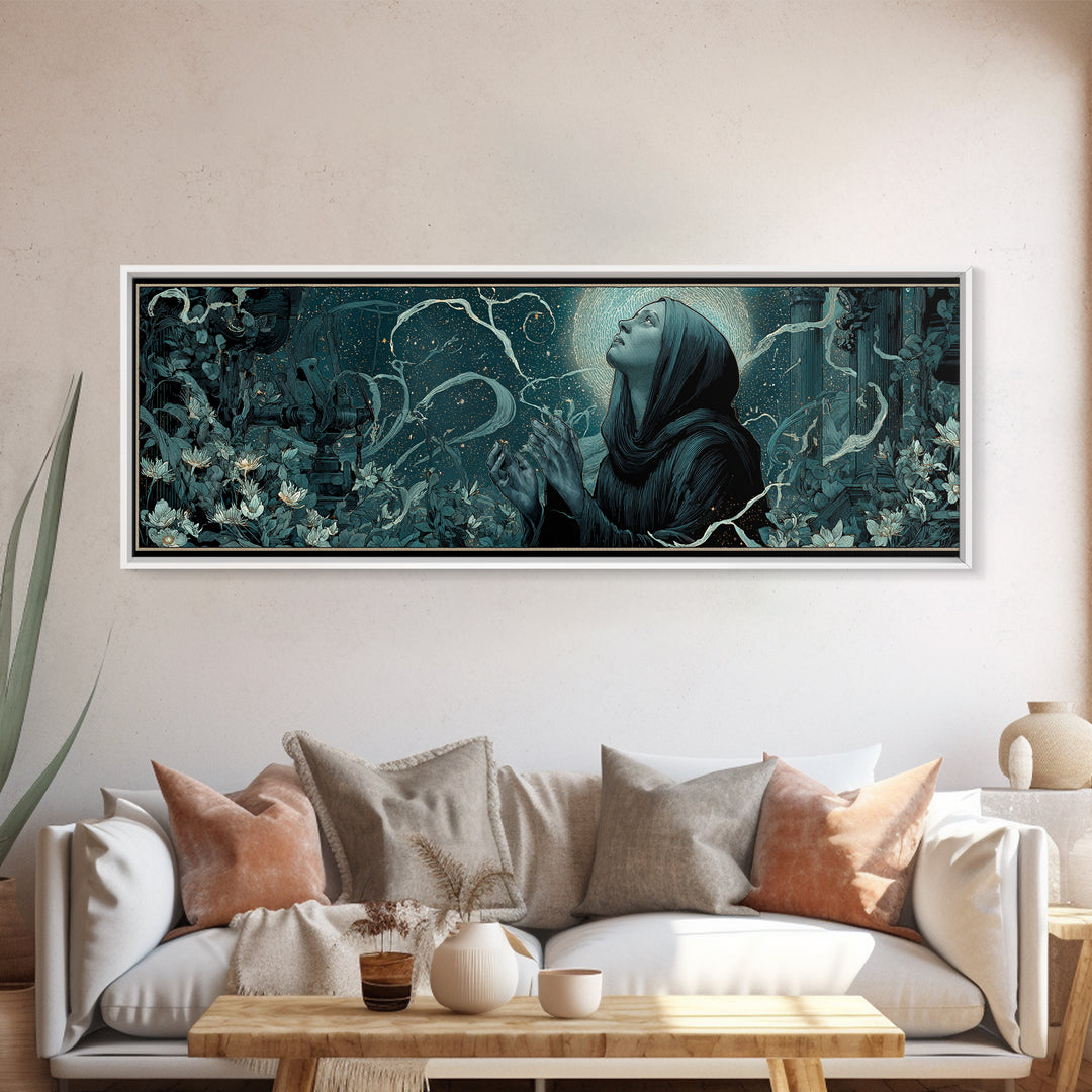 The Widow Of The Whispering Comet, Extra Wide Wall Art, Spooky Home Decor, Canvas Print, Halloween Wall Decor, Gothic Home Decor
