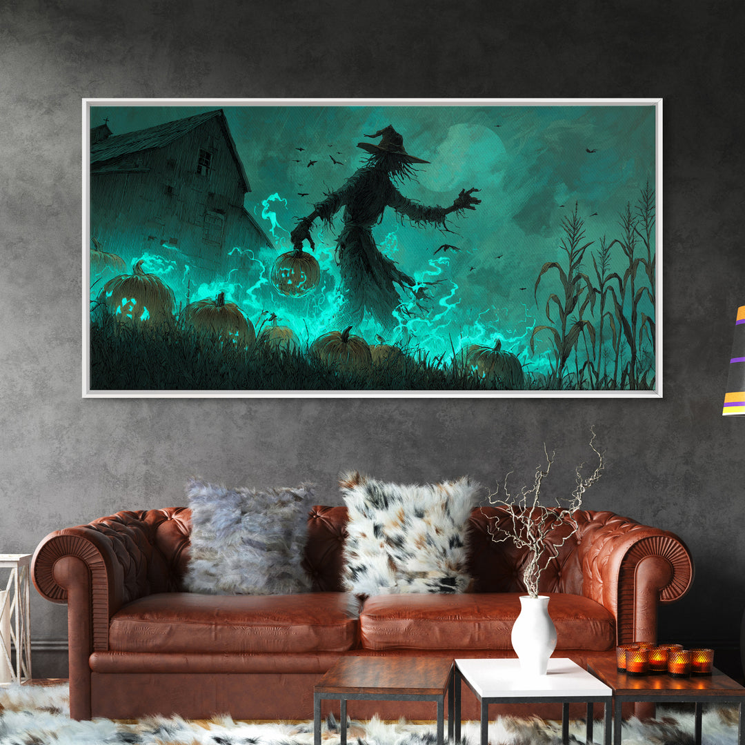 The Harvest Of The Eldritch Field, Wide Panoramic Art, Eldritch Gothic Decor, Framed Canvas Print, Halloween Wall Decor, Gothic Home Decor