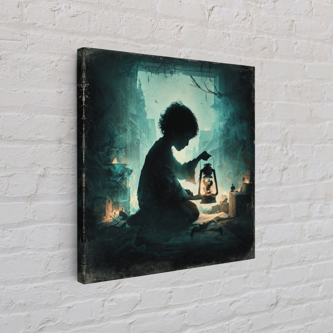 The Child Who Caught A Moon-Spawn, Square Wall Art, Eldritch Gothic Decor, Canvas Print, Halloween Wall Decor, Gothic Home Decor