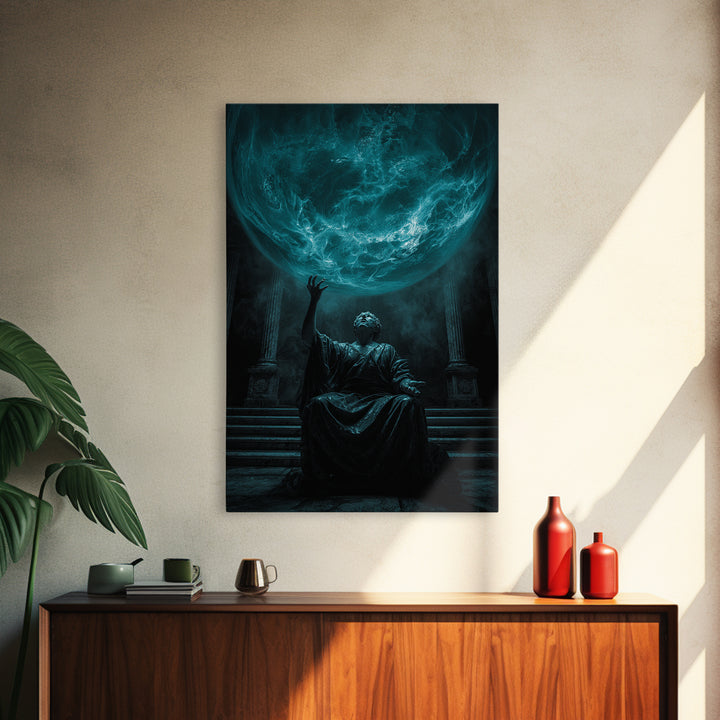 The Oracle Of The Glass Depths, Vertical Wall Art, Dark Fantasy Wall Art, Framed Canvas Print, Halloween Wall Decor, Gothic Home Decor