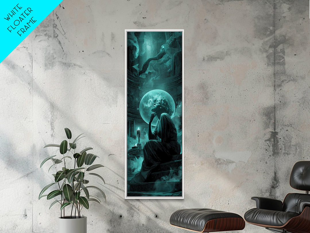 The Oracle Of The Glass Depths, Tall Narrow Wall Art, Haunted Gothic Art, Canvas Print, Halloween Wall Decor, Gothic Home Decor