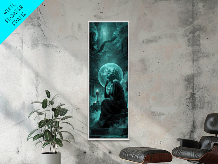 The Oracle Of The Glass Depths, Tall Narrow Wall Art, Haunted Gothic Art, Canvas Print, Halloween Wall Decor, Gothic Home Decor