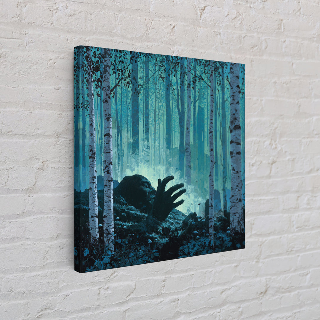 The Sleeper In The Birch Grove, Square Wall Art, Gothic Horror Wall Art, Framed Canvas Print, Halloween Wall Decor, Gothic Home Decor