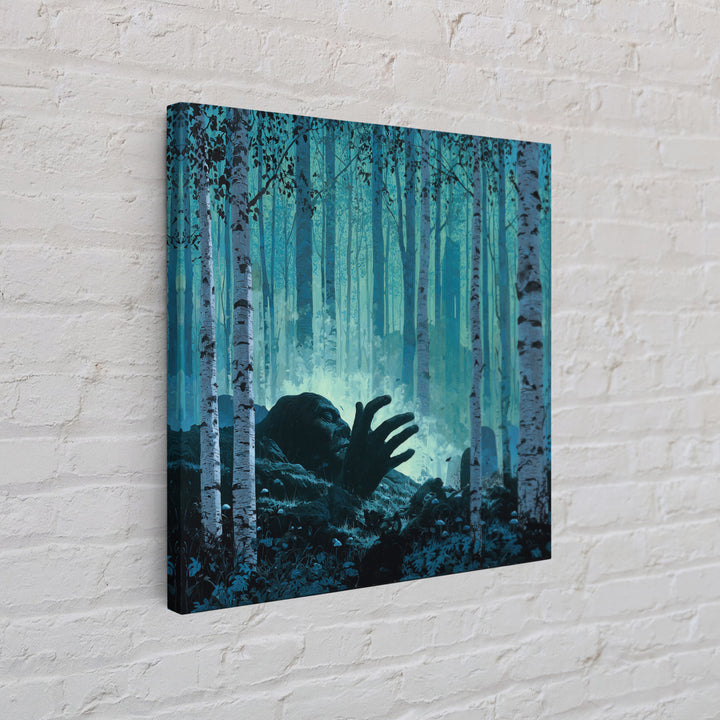 The Sleeper In The Birch Grove, Square Wall Art, Gothic Horror Wall Art, Framed Canvas Print, Halloween Wall Decor, Gothic Home Decor