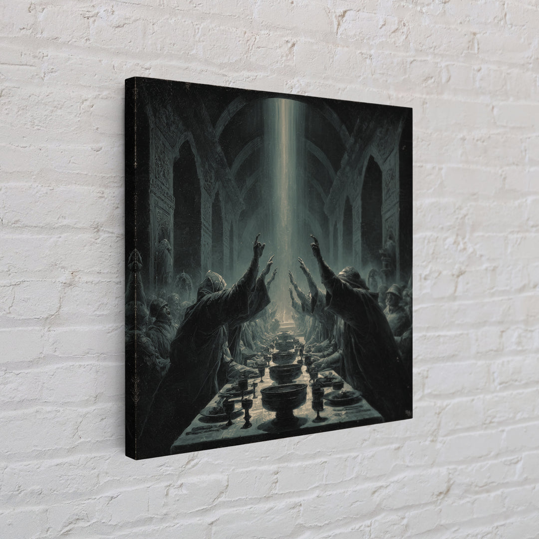 The Feast Of The Pale Cult, Square Wall Art, Macabre Wall Art, Canvas Print, Halloween Wall Decor, Gothic Home Decor, Halloween Decor