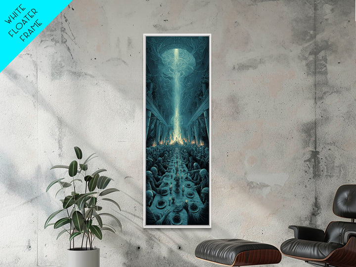 The Feast Of The Pale Cult, Tall Narrow Wall Art, Haunted Gothic Art, Framed Canvas Print, Halloween Wall Decor, Gothic Home Decor