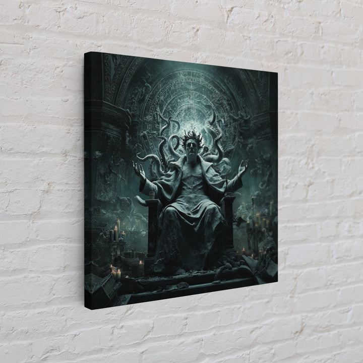 The Crown Of The Tentacled Saint, Square Wall Art, Dark Halloween Decor, Framed Canvas Print, Halloween Wall Decor, Gothic Home Decor