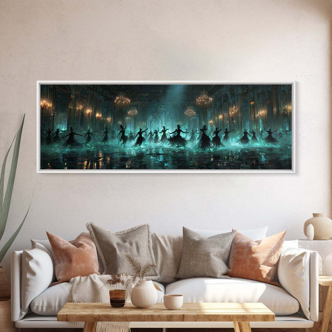 The Ballroom Of Silent Shoggoths, Extra Wide Wall Art, Cosmic Horror Wall Art, Framed Canvas Print, Halloween Wall Decor, Gothic Home Decor
