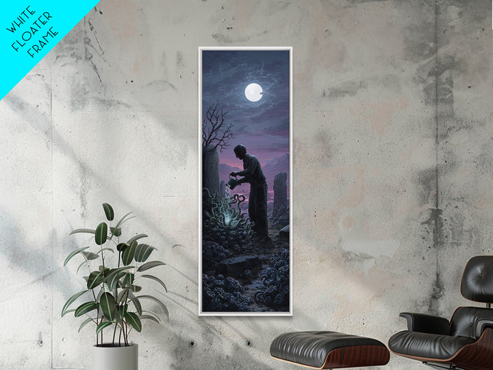 The Grave Gardener Of Yuggoth, Tall Narrow Wall Art, Dark Fantasy Wall Art, Canvas Print, Halloween Wall Decor, Gothic Home Decor