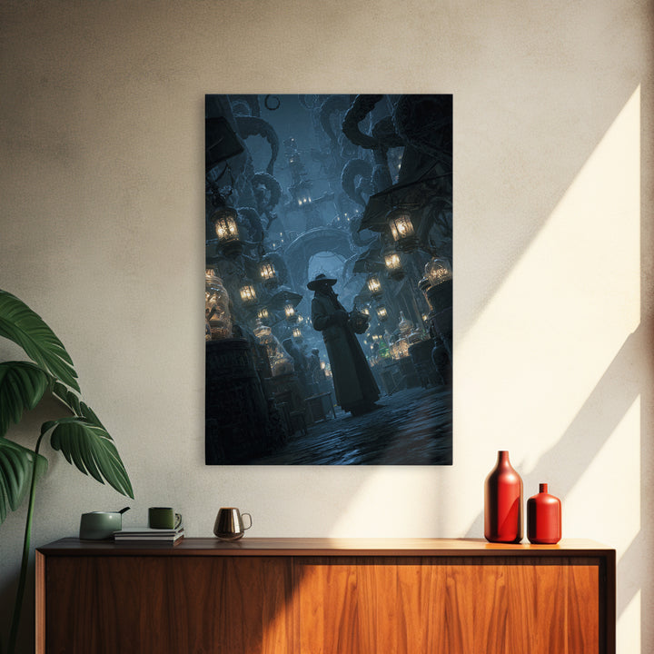 The Lantern Market Beyond The Veil, Vertical Wall Art, Spooky Home Decor, Canvas Print, Halloween Wall Decor, Gothic Home Decor