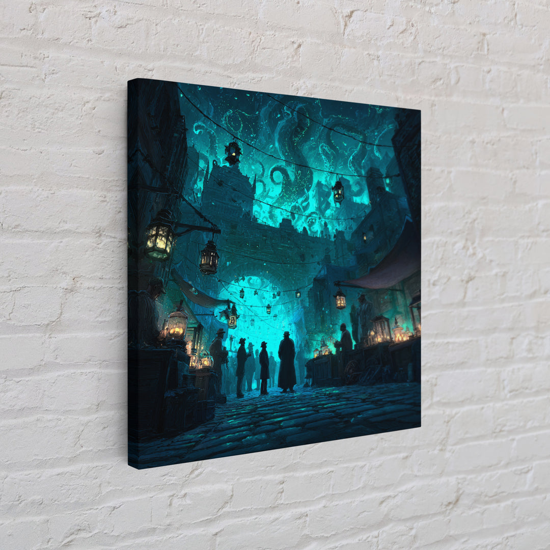 The Lantern Market Beyond The Veil, Square Wall Art, Dark Fantasy Wall Art, Framed Canvas Print, Halloween Wall Decor, Gothic Home Decor