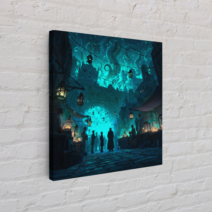 The Lantern Market Beyond The Veil, Square Wall Art, Dark Fantasy Wall Art, Framed Canvas Print, Halloween Wall Decor, Gothic Home Decor